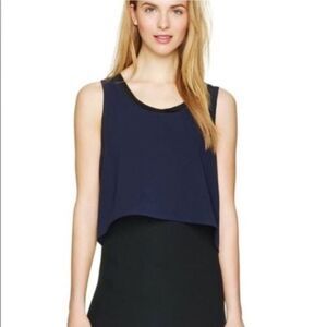 Aritizia Babaton Women's Size XS Blue Black Davis Mesh Trim Cropped Tank Top